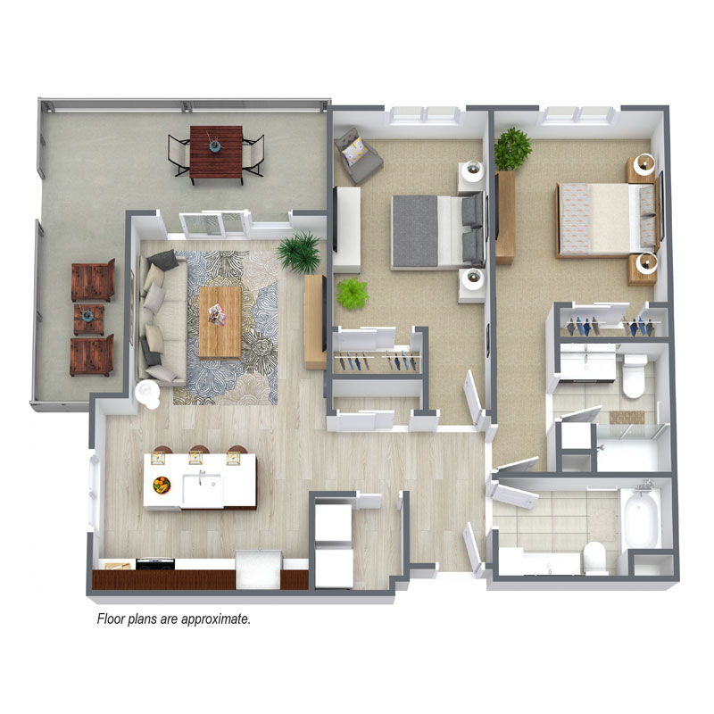 Wisconsin Spur 16 , C2 floor plan, includes 2 bedrooms and 2 baths available for lease.
